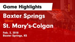 Baxter Springs   vs St. Mary's-Colgan  Game Highlights - Feb. 2, 2018