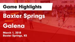 Baxter Springs   vs Galena  Game Highlights - March 1, 2018