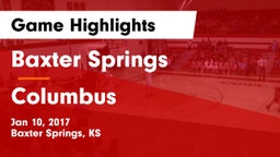 Baxter Springs   vs Columbus  Game Highlights - Jan 10, 2017
