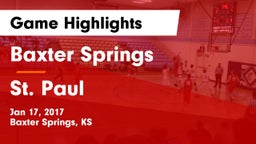Baxter Springs   vs St. Paul  Game Highlights - Jan 17, 2017