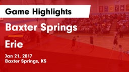 Baxter Springs   vs Erie  Game Highlights - Jan 21, 2017