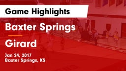Baxter Springs   vs Girard Game Highlights - Jan 24, 2017