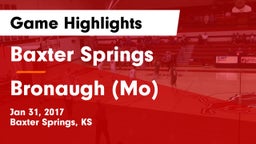 Baxter Springs   vs Bronaugh (Mo) Game Highlights - Jan 31, 2017