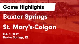 Baxter Springs   vs St. Mary's-Colgan  Game Highlights - Feb 3, 2017