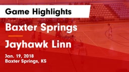 Baxter Springs   vs Jayhawk Linn  Game Highlights - Jan. 19, 2018