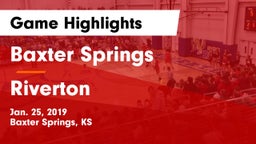 Baxter Springs   vs Riverton  Game Highlights - Jan. 25, 2019