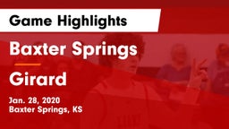 Baxter Springs   vs Girard  Game Highlights - Jan. 28, 2020