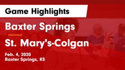 Baxter Springs   vs St. Mary's-Colgan  Game Highlights - Feb. 4, 2020