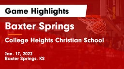 Baxter Springs   vs College Heights Christian School Game Highlights - Jan. 17, 2022