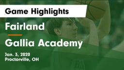 Fairland  vs Gallia Academy Game Highlights - Jan. 3, 2020