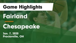 Fairland  vs Chesapeake  Game Highlights - Jan. 7, 2020