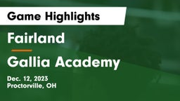 Fairland  vs Gallia Academy Game Highlights - Dec. 12, 2023