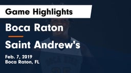 Boca Raton  vs Saint Andrew's  Game Highlights - Feb. 7, 2019