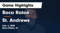 Boca Raton  vs St. Andrews Game Highlights - Feb. 6, 2020