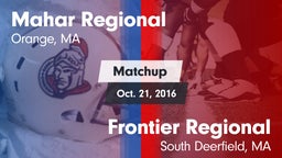 Matchup: Mahar Regional High vs. Frontier Regional  2016