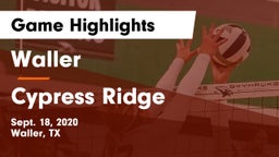 Waller  vs Cypress Ridge  Game Highlights - Sept. 18, 2020
