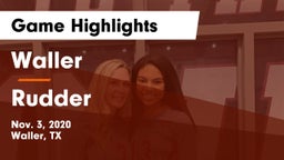 Waller  vs Rudder  Game Highlights - Nov. 3, 2020