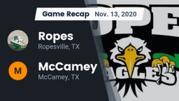 Recap: Ropes  vs. McCamey  2020