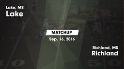 Matchup: Lake  vs. Richland  2016