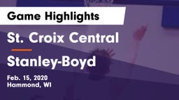 St. Croix Central  vs Stanley-Boyd  Game Highlights - Feb. 15, 2020