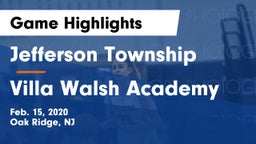 Jefferson Township  vs Villa Walsh Academy  Game Highlights - Feb. 15, 2020