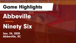 Abbeville  vs Ninety Six  Game Highlights - Jan. 24, 2020