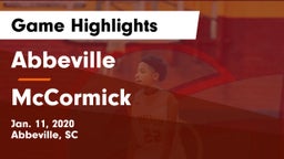 Abbeville  vs McCormick  Game Highlights - Jan. 11, 2020