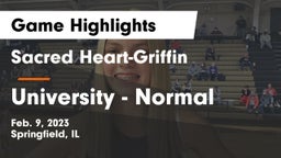 Sacred Heart-Griffin  vs University  - Normal Game Highlights - Feb. 9, 2023