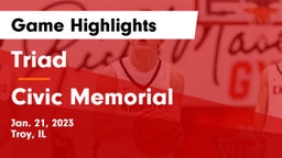 Triad  vs Civic Memorial  Game Highlights - Jan. 21, 2023