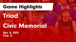 Triad  vs Civic Memorial  Game Highlights - Dec. 8, 2023