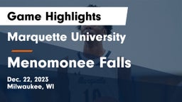 Marquette University  vs Menomonee Falls  Game Highlights - Dec. 22, 2023