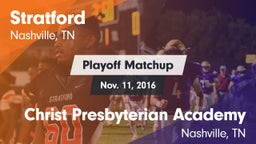 Matchup: Stratford vs. Christ Presbyterian Academy 2016