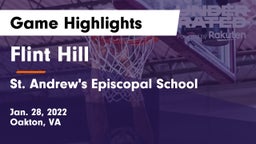Flint Hill  vs St. Andrew's Episcopal School Game Highlights - Jan. 28, 2022