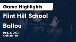 Flint Hill School vs Ballou  Game Highlights - Dec. 1, 2023