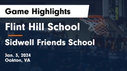 Flint Hill School vs Sidwell Friends School Game Highlights - Jan. 3, 2024