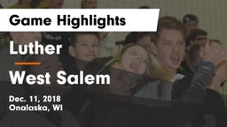 Luther  vs West Salem  Game Highlights - Dec. 11, 2018