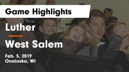 Luther  vs West Salem  Game Highlights - Feb. 5, 2019