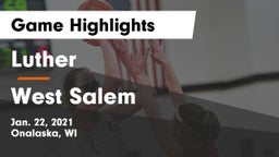Luther  vs West Salem  Game Highlights - Jan. 22, 2021