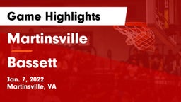 Martinsville  vs Bassett  Game Highlights - Jan. 7, 2022
