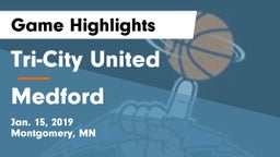 Tri-City United  vs Medford  Game Highlights - Jan. 15, 2019