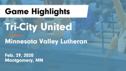 Tri-City United  vs Minnesota Valley Lutheran  Game Highlights - Feb. 29, 2020