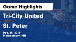 Tri-City United  vs St. Peter  Game Highlights - Dec. 15, 2018