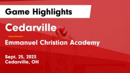 Cedarville  vs Emmanuel Christian Academy Game Highlights - Sept. 25, 2023