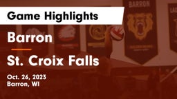 Barron  vs St. Croix Falls  Game Highlights - Oct. 26, 2023