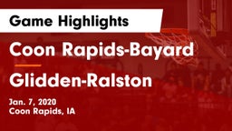 Coon Rapids-Bayard  vs Glidden-Ralston  Game Highlights - Jan. 7, 2020