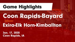 Coon Rapids-Bayard  vs Exira-Elk Horn-Kimballton Game Highlights - Jan. 17, 2020