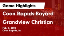 Coon Rapids-Bayard  vs Grandview Christian Game Highlights - Feb. 3, 2020