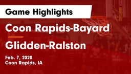 Coon Rapids-Bayard  vs Glidden-Ralston  Game Highlights - Feb. 7, 2020