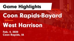 Coon Rapids-Bayard  vs West Harrison  Game Highlights - Feb. 4, 2020