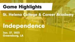 St. Helena College & Career Academy vs Independence  Game Highlights - Jan. 27, 2023